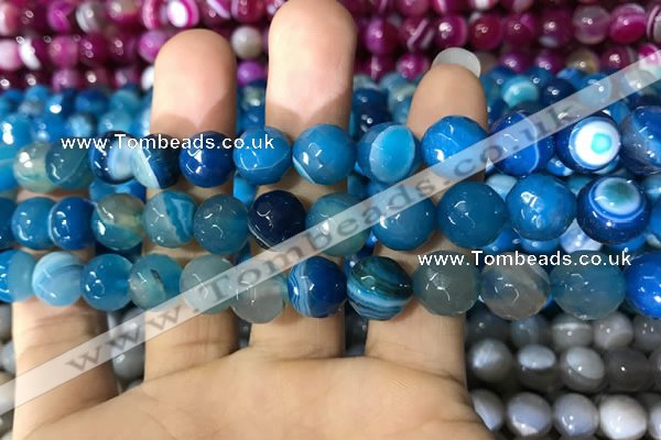 CAA1667 15.5 inches 10mm faceted round banded agate beads