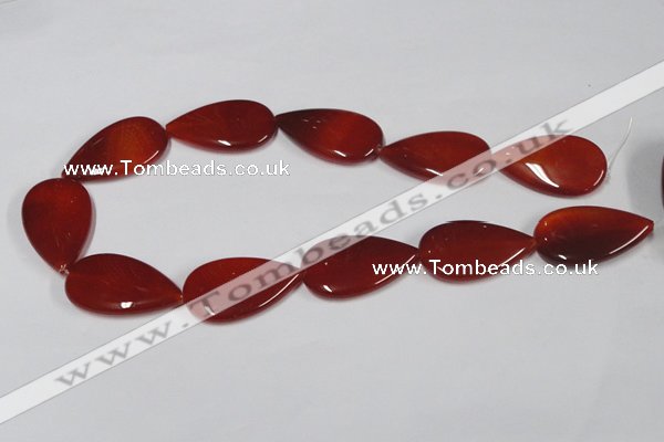 CAA167 15.5 inches 22*36mm flat teardrop red agate gemstone beads