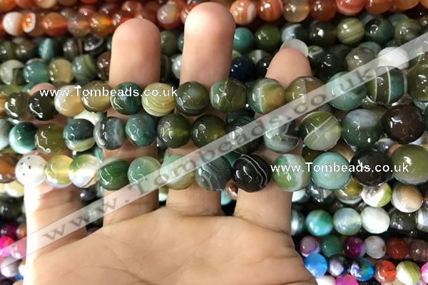 CAA1672 15.5 inches 10mm faceted round banded agate beads