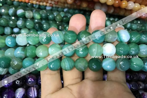 CAA1678 15.5 inches 12mm faceted round banded agate beads