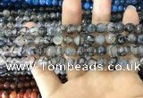 CAA1700 15 inches 8mm faceted round fire crackle agate beads