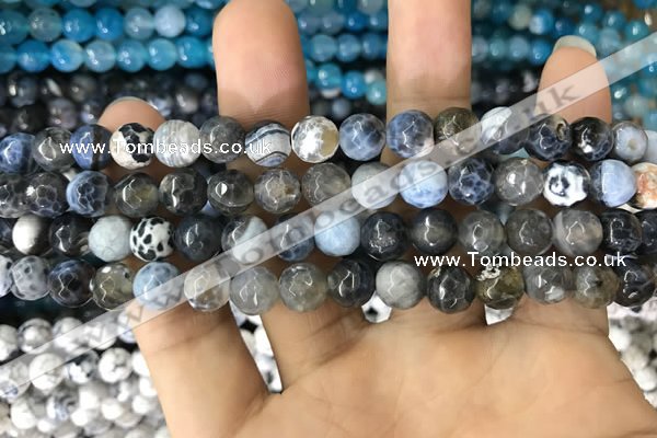 CAA1701 15 inches 8mm faceted round fire crackle agate beads