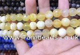 CAA1705 15 inches 8mm faceted round fire crackle agate beads