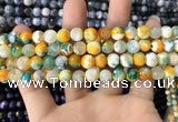 CAA1707 15 inches 8mm faceted round fire crackle agate beads