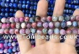 CAA1708 15 inches 8mm faceted round fire crackle agate beads