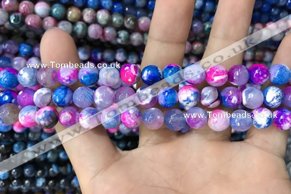 CAA1709 15 inches 8mm faceted round fire crackle agate beads