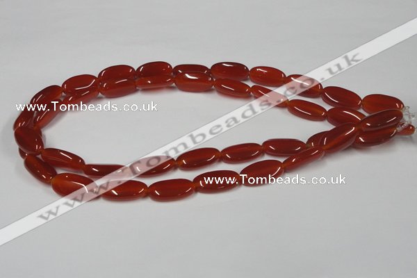 CAA171 15.5 inches 10*20mm oval red agate gemstone beads