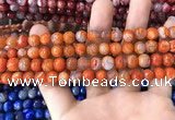 CAA1711 15 inches 8mm faceted round fire crackle agate beads