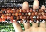 CAA1713 15 inches 8mm faceted round fire crackle agate beads