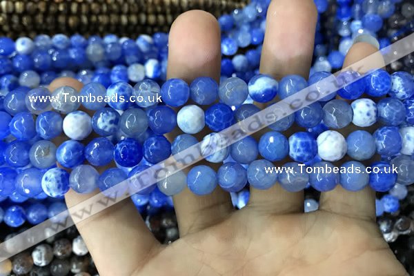 CAA1717 15 inches 8mm faceted round fire crackle agate beads