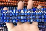 CAA1718 15 inches 8mm faceted round fire crackle agate beads