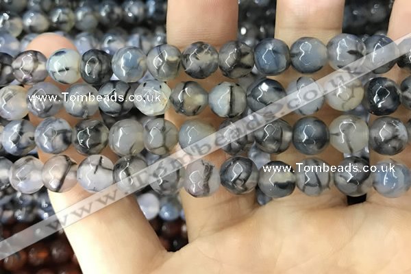 CAA1725 15 inches 10mm faceted round fire crackle agate beads