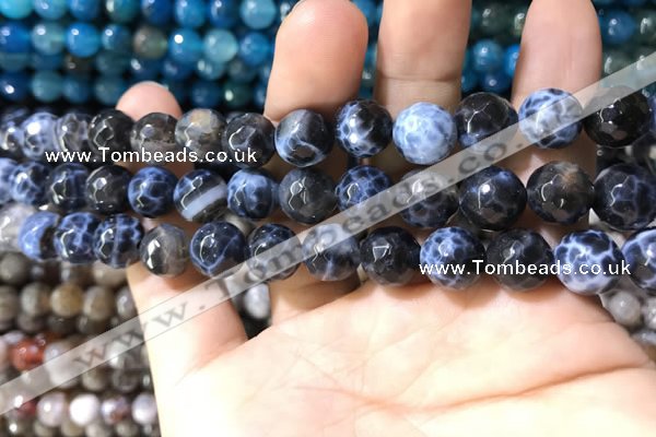 CAA1728 15 inches 10mm faceted round fire crackle agate beads