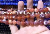 CAA1733 15 inches 10mm faceted round fire crackle agate beads