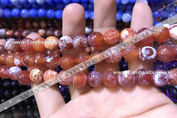 CAA1733 15 inches 10mm faceted round fire crackle agate beads