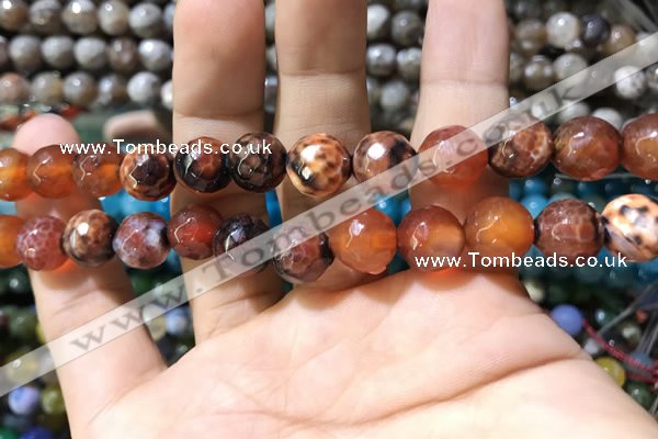 CAA1734 15 inches 10mm faceted round fire crackle agate beads