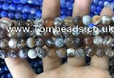 CAA1747 15 inches 12mm faceted round fire crackle agate beads