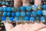 CAA1749 15 inches 12mm faceted round fire crackle agate beads