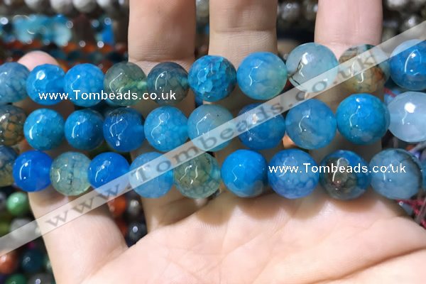 CAA1749 15 inches 12mm faceted round fire crackle agate beads