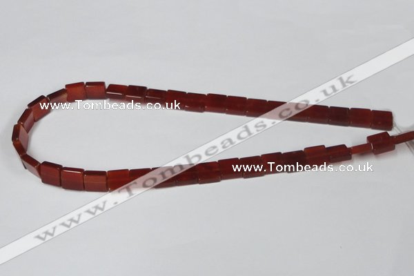 CAA175 15.5 inches 10*10mm square red agate gemstone beads