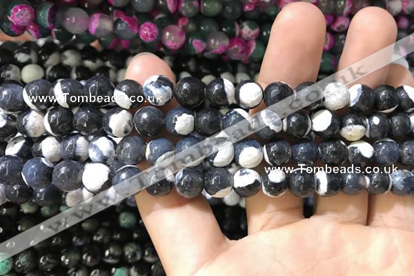 CAA1760 15 inches 8mm faceted round fire crackle agate beads