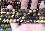 CAA1761 15 inches 8mm faceted round fire crackle agate beads