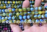 CAA1769 15 inches 8mm faceted round fire crackle agate beads