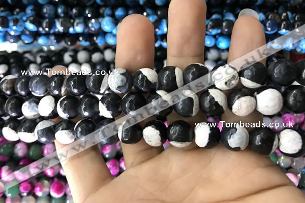 CAA1775 15 inches 10mm faceted round fire crackle agate beads