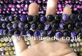 CAA1777 15 inches 10mm faceted round fire crackle agate beads