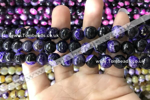 CAA1777 15 inches 10mm faceted round fire crackle agate beads