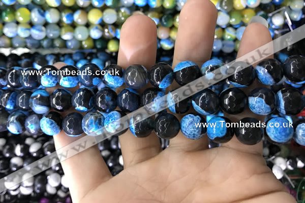 CAA1779 15 inches 10mm faceted round fire crackle agate beads