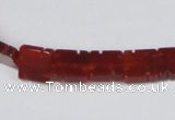 CAA178 15.5 inches 10*10mm carved square red agate gemstone beads