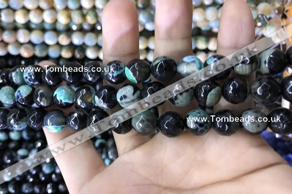 CAA1780 15 inches 10mm faceted round fire crackle agate beads