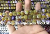 CAA1781 15 inches 10mm faceted round fire crackle agate beads