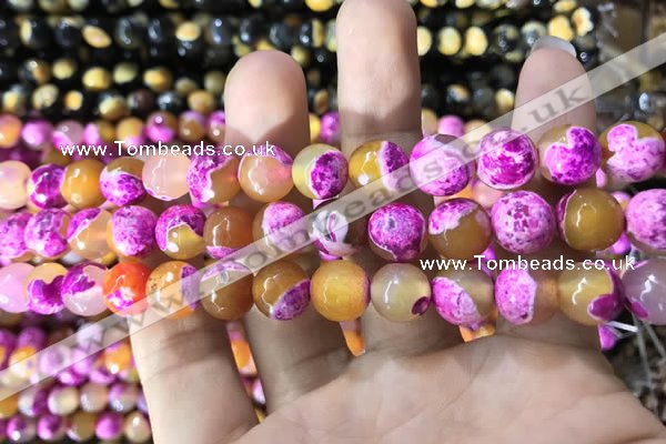 CAA1783 15 inches 10mm faceted round fire crackle agate beads