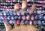 CAA1789 15 inches 10mm faceted round fire crackle agate beads