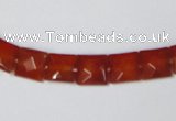 CAA179 15.5 inches 8*8mm faceted square red agate gemstone beads