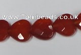 CAA180 15.5 inches 14*14mm faceted heart red agate gemstone beads