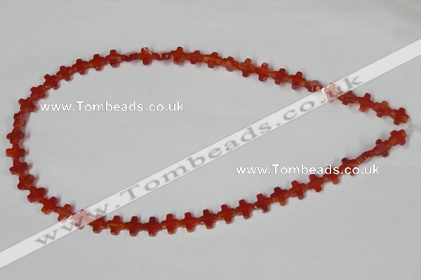 CAA181 15.5 inches 8*8mm cross red agate gemstone beads