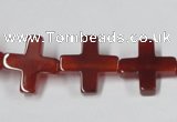 CAA182 15.5 inches 16*16mm cross red agate gemstone beads