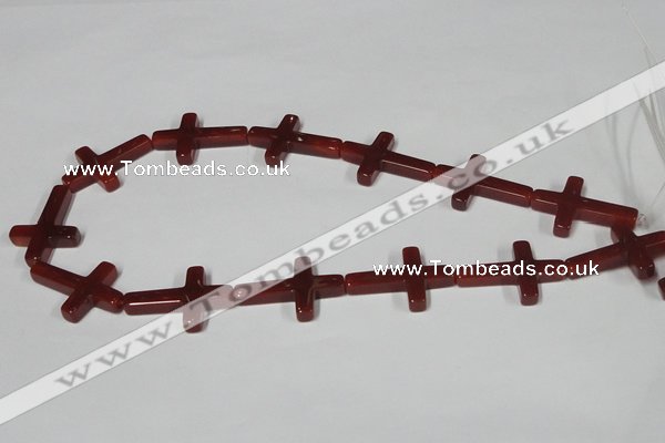 CAA183 15.5 inches 20*30mm cross red agate gemstone beads