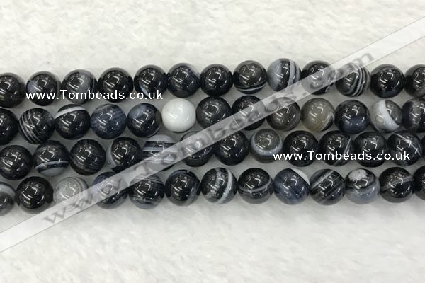 CAA1835 15.5 inches 14mm round banded agate gemstone beads