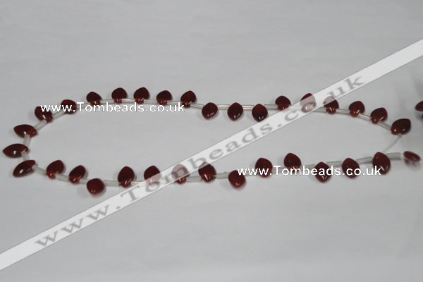 CAA184 Top-drilled 8*12mm marquise red agate gemstone beads