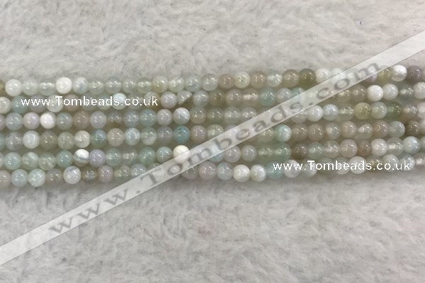 CAA1840 15.5 inches 4mm round banded agate gemstone beads