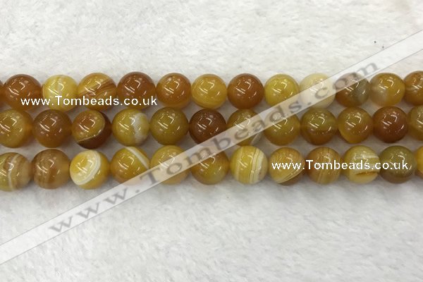 CAA1855 15.5 inches 14mm round banded agate gemstone beads