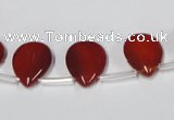 CAA186 Top-drilled 12*16mm flat teardrop red agate gemstone beads