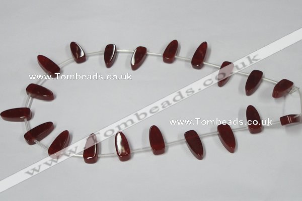 CAA187 15.5 inches 8*19mm freeform red agate gemstone beads