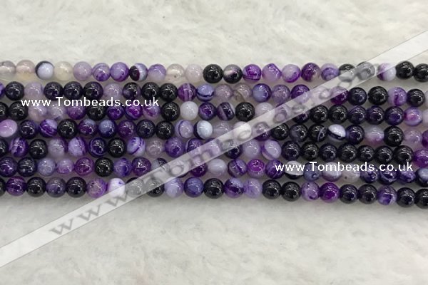 CAA1870 15.5 inches 4mm round banded agate gemstone beads