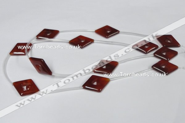 CAA188 15.5 inches 22*30mm diamond red agate gemstone beads