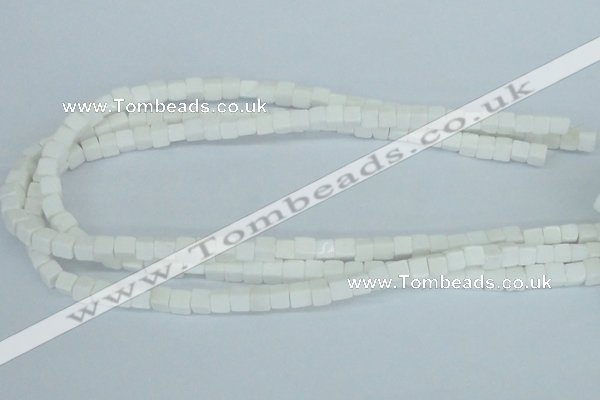 CAA19 15.5 inches 6*6mm cube white agate gemstone beads wholesale